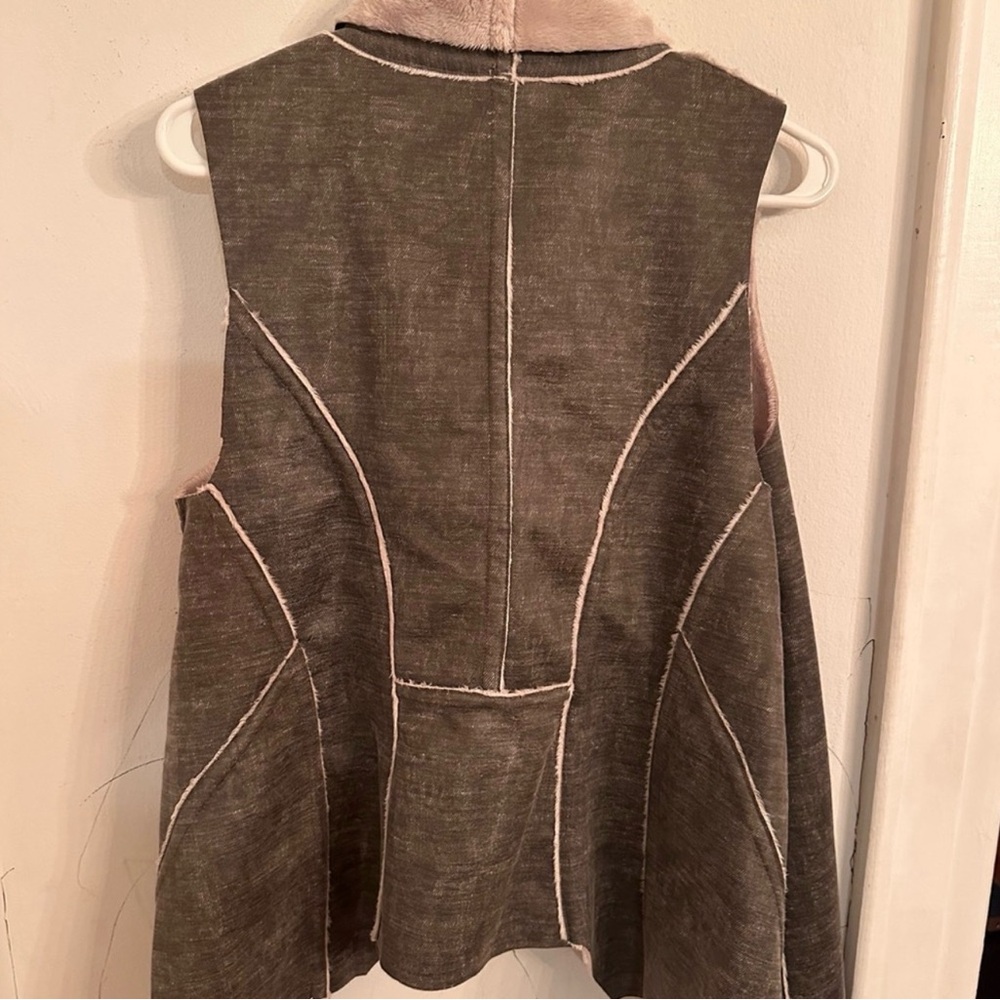 Boho Faux Shearling Vest Drape Open Front Cabin Core Western Layering Piece - Picture 4 of 8